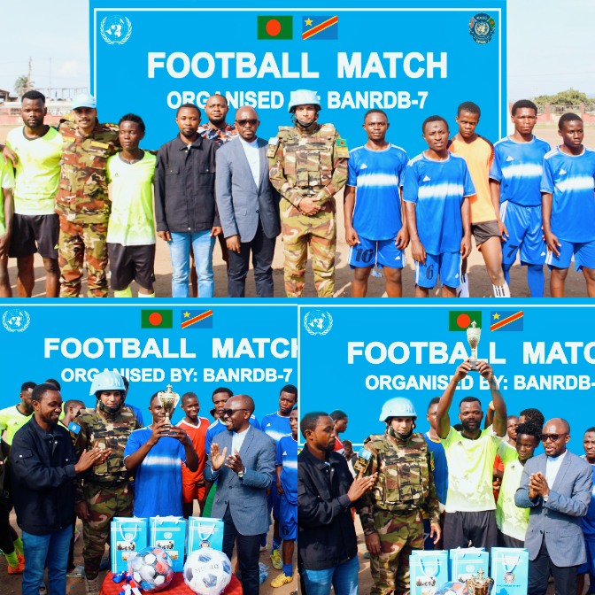Bunia: Le contingent bangladais de la MONUSCO célèbre l’indépendance de la RDC par un match de football pour la paix