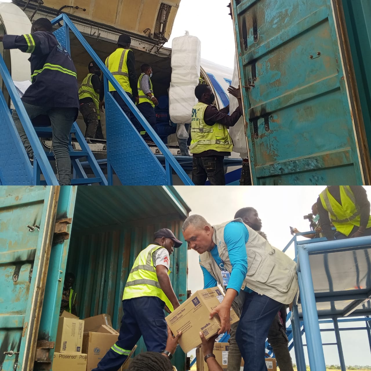 Ebola en Ituri : plus de 16 tonnes de kits médicaux réceptionnés à l’aéroport de Bunia pour renforcer la riposte