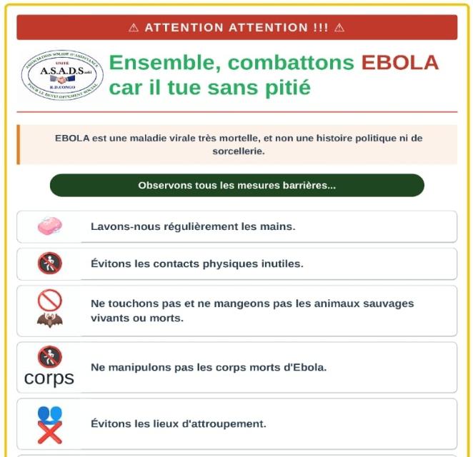Mahagi : campagne de sensibilisation, la population appelée à une vigilance maximale face à Ebola