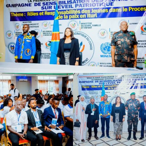 Bunia: La Ministre de la Jeunesse Lance le Projet de Sensibilisation sur l’Éveil Patriotique des Jeunes en Province de l’Ituri:Un Appel à la Paix et à l’unité.