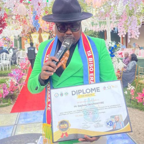 Ituri:Le maître des cérémonies Zachée Tikamanyire primé par l’ASBL Famille Amani Universelle pour sa bravoure et son engagement dans l’animation des événements