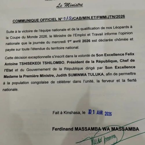 Poisson d’avril ? Non ! Le 1er avril déclaré journée chômée et payée en RDC