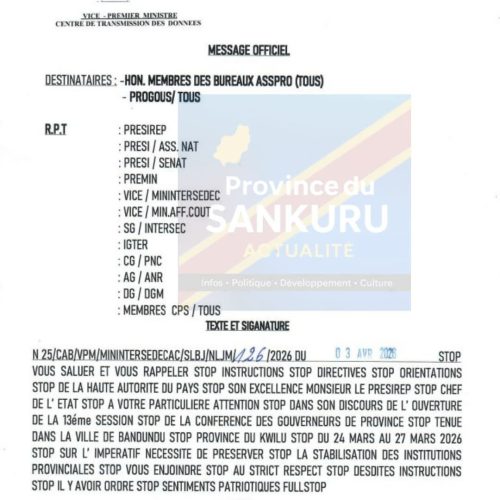 RDC : Le VPM de l’Intérieur verrouille la stabilité des provinces