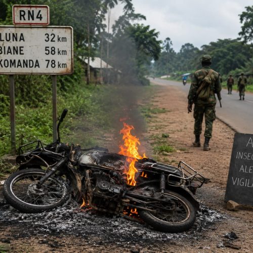 Irumu : une nouvelle attaque attribuée aux ADF sur la RN4, une moto incendiée et un taximan porté disparu à Biane